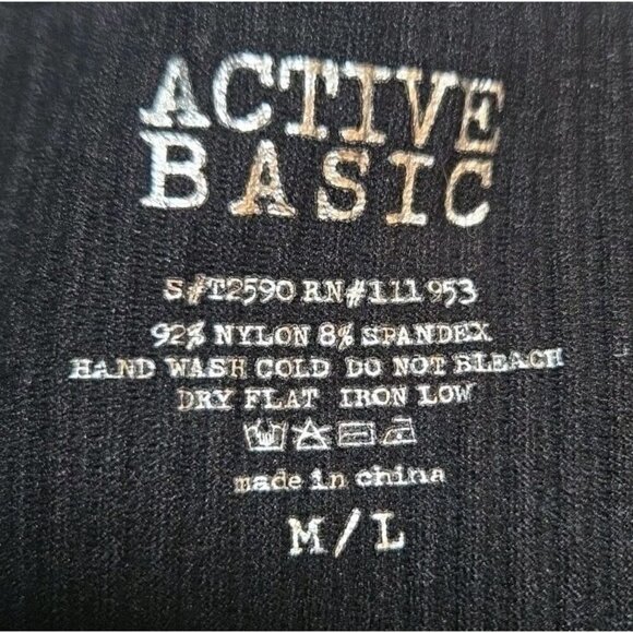 Active Basic Lace Up Ribbed Top Short Sleeve Med Large USA Black Womens Short - Picture 5 of 6